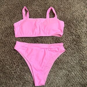 Pink High waisted bikini size large in both the bottoms and top